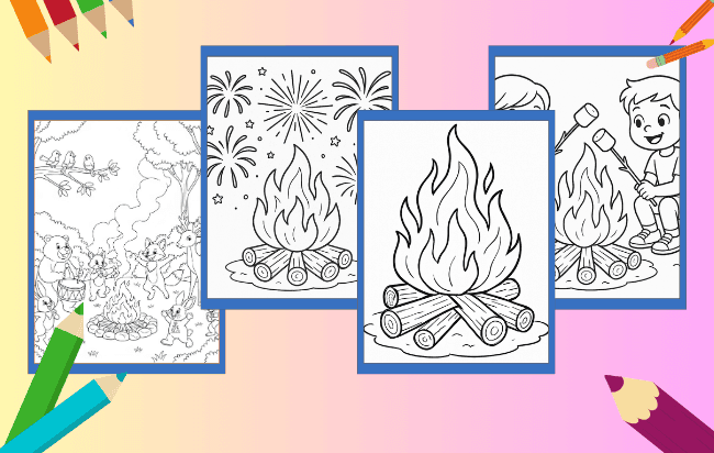 Desenhos de Fogueira para colorir