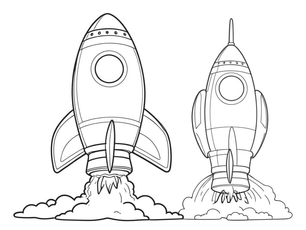 Dois foguetes para colorir