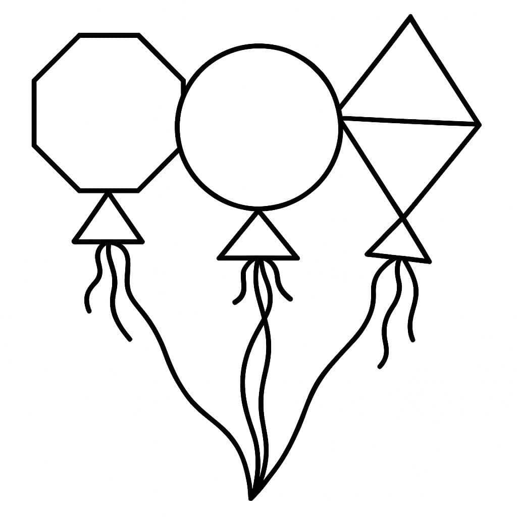 Balões geométricos para colorir