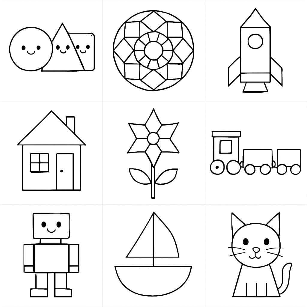 Collage de formas geométricas para colorir