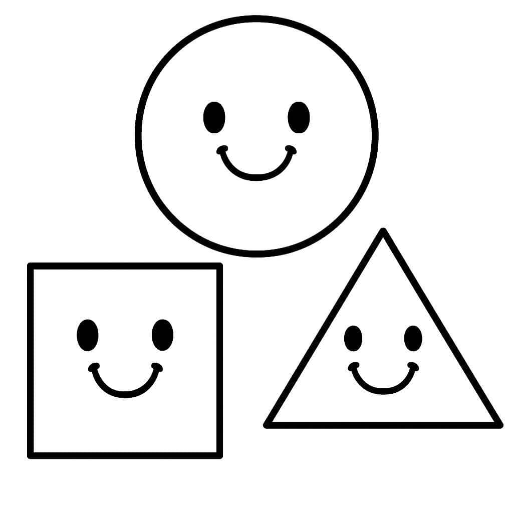 Formas básicas sorridentes 2 para colorir