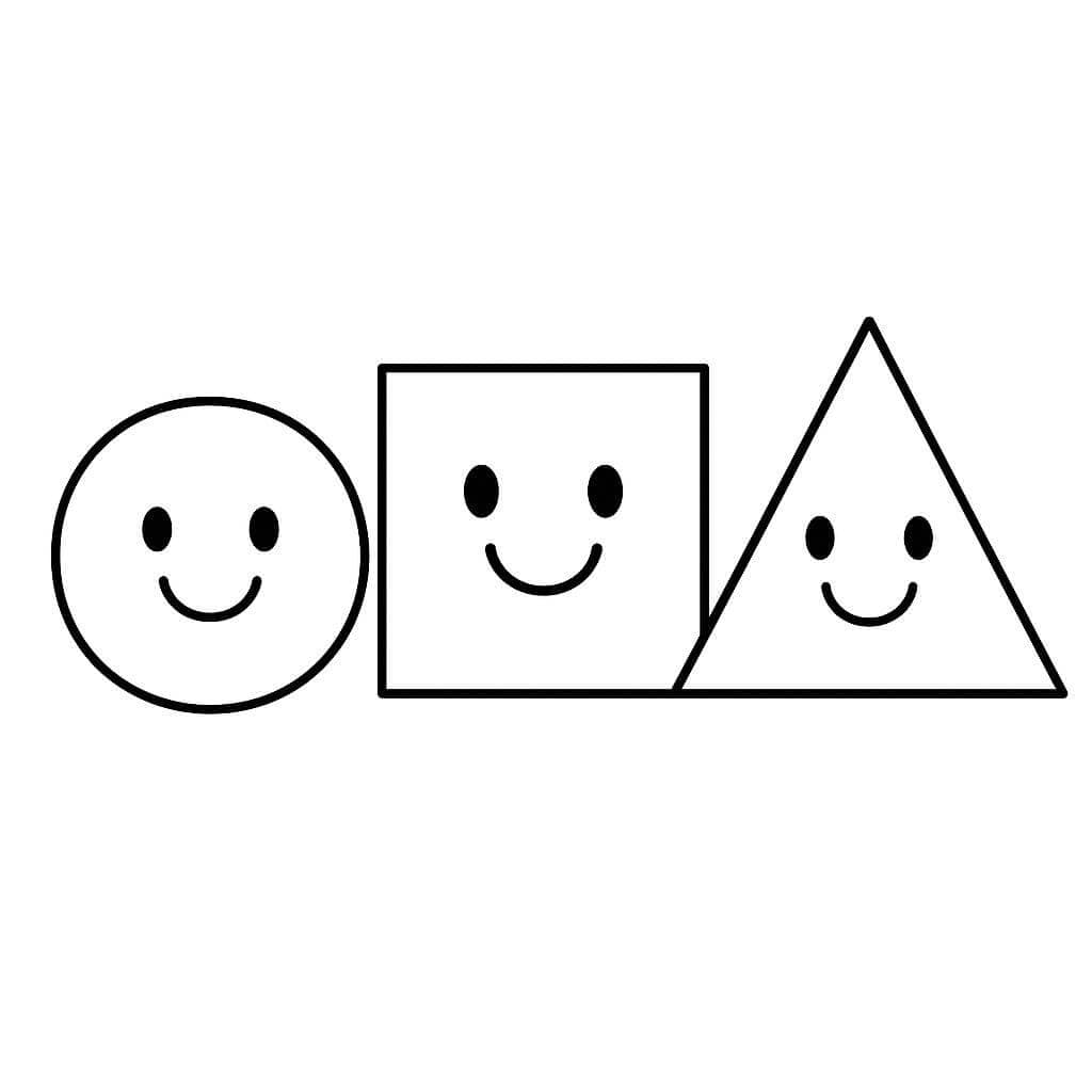 Formas básicas sorridentes para colorir