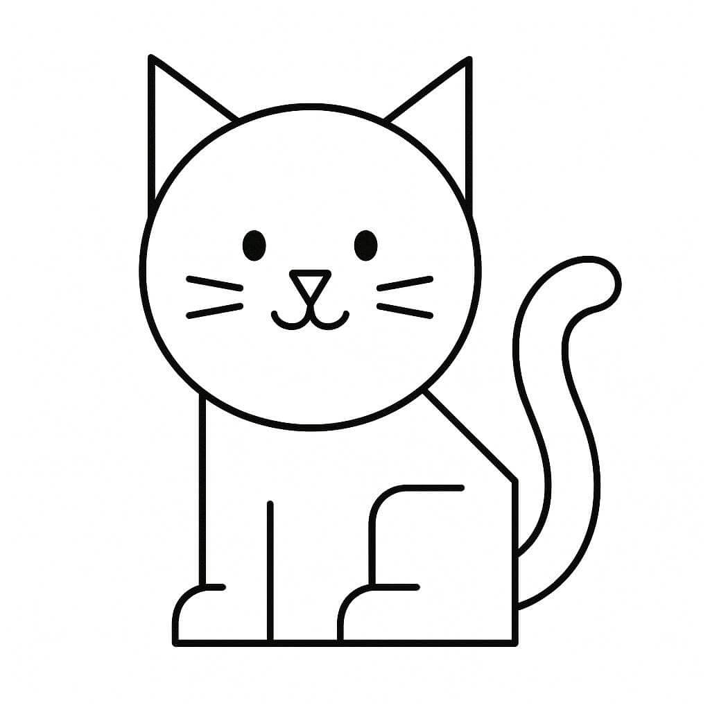 Gato geométrico para colorir