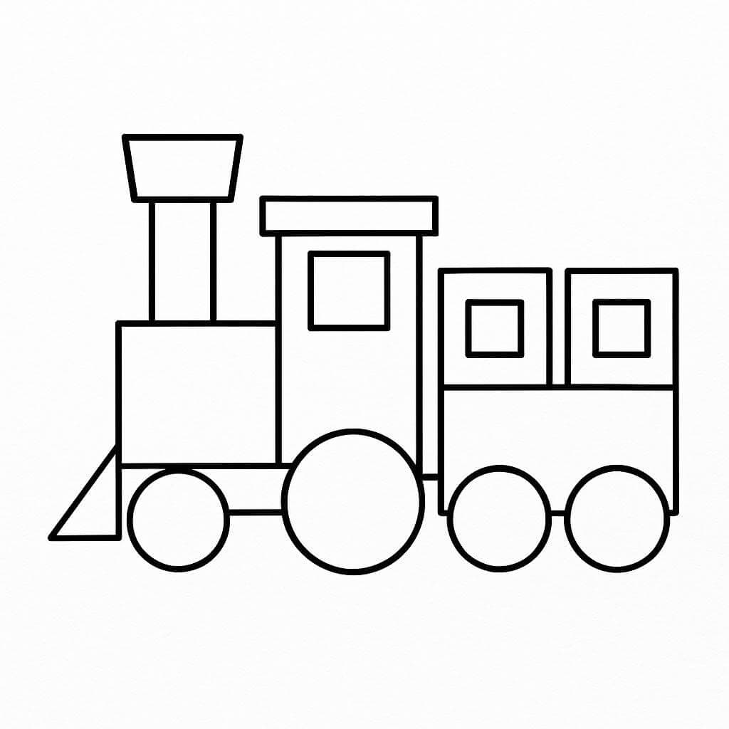 Trem geométrico 2 para colorir