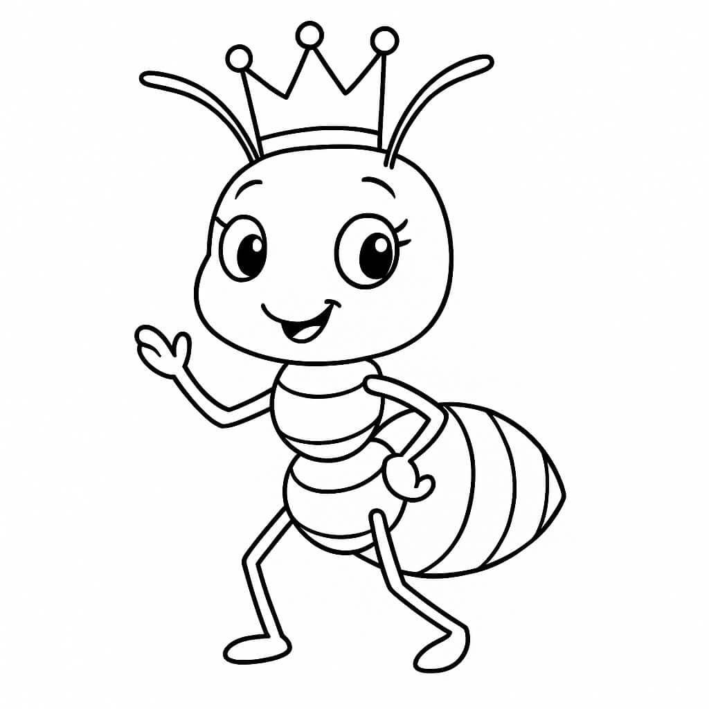 Formiga rainha com coroa para colorir