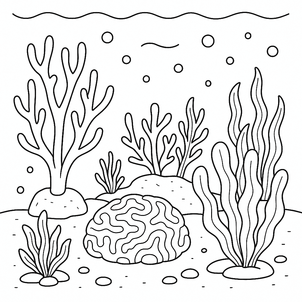 Corais no fundo do mar para colorir