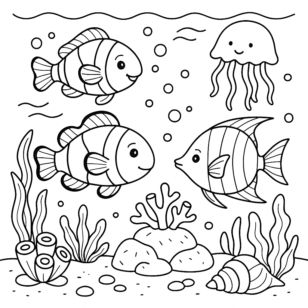 Fundo do mar para colorir