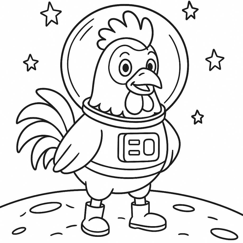 Galo astronauta para colorir
