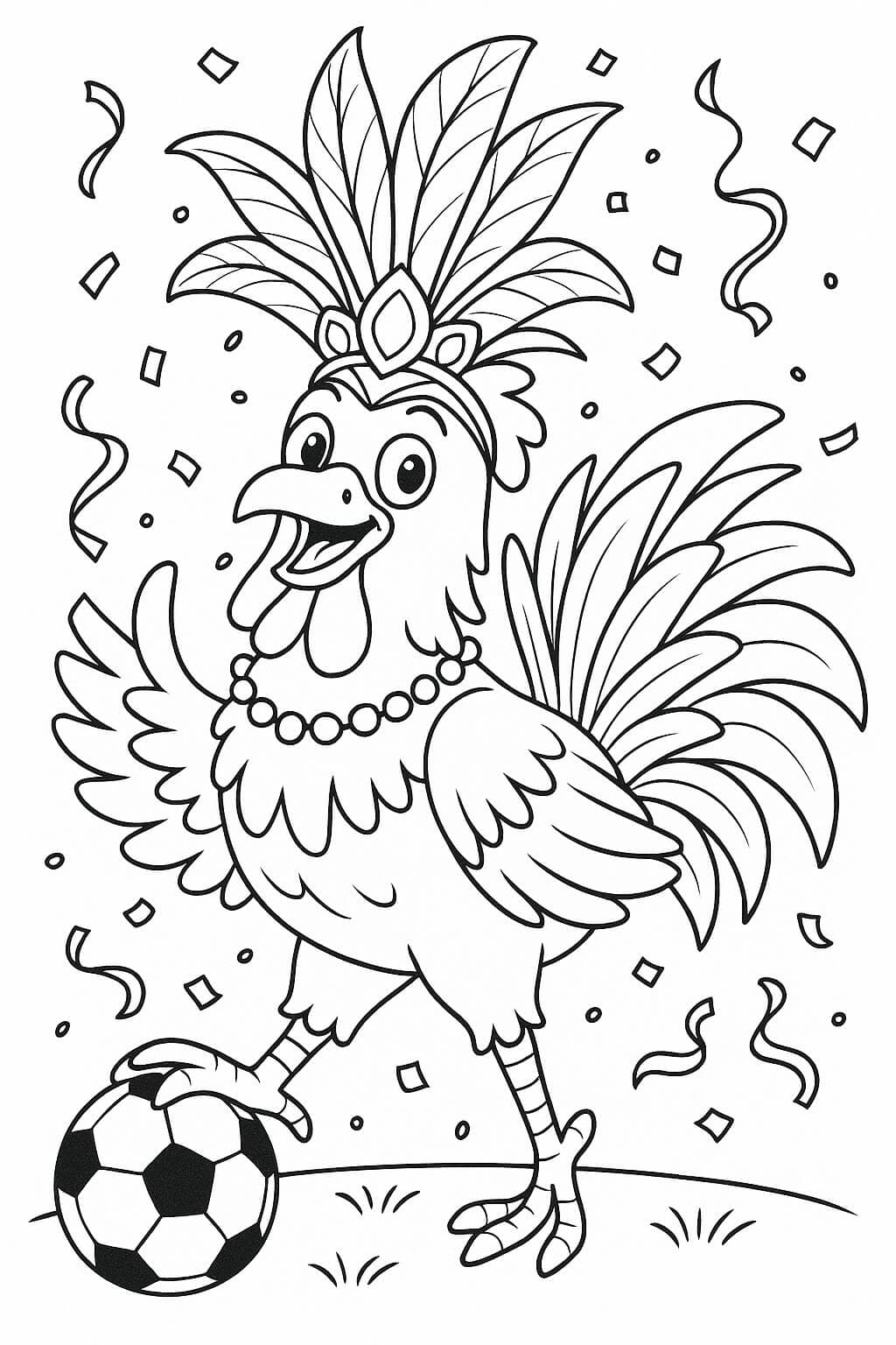 Galo carnaval para colorir