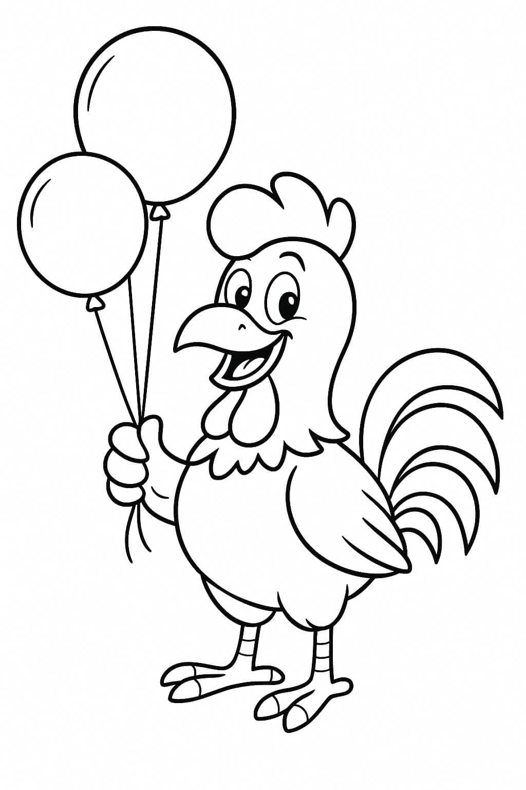 Galo com balões para colorir