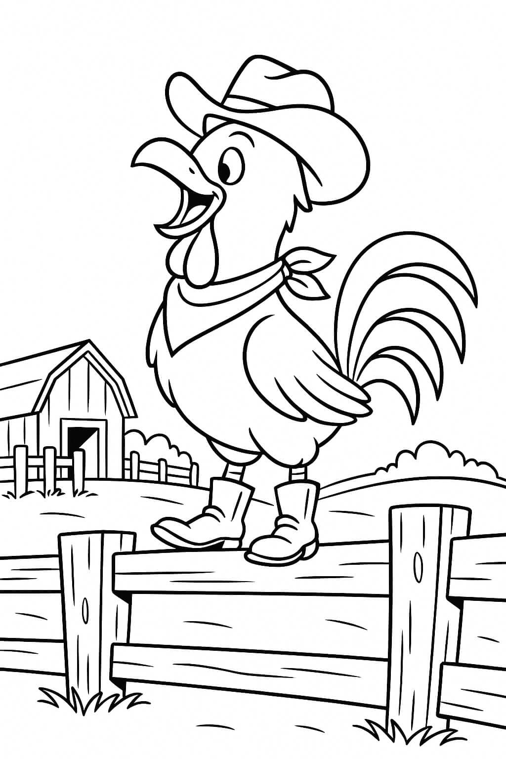 Galo cowboy para colorir
