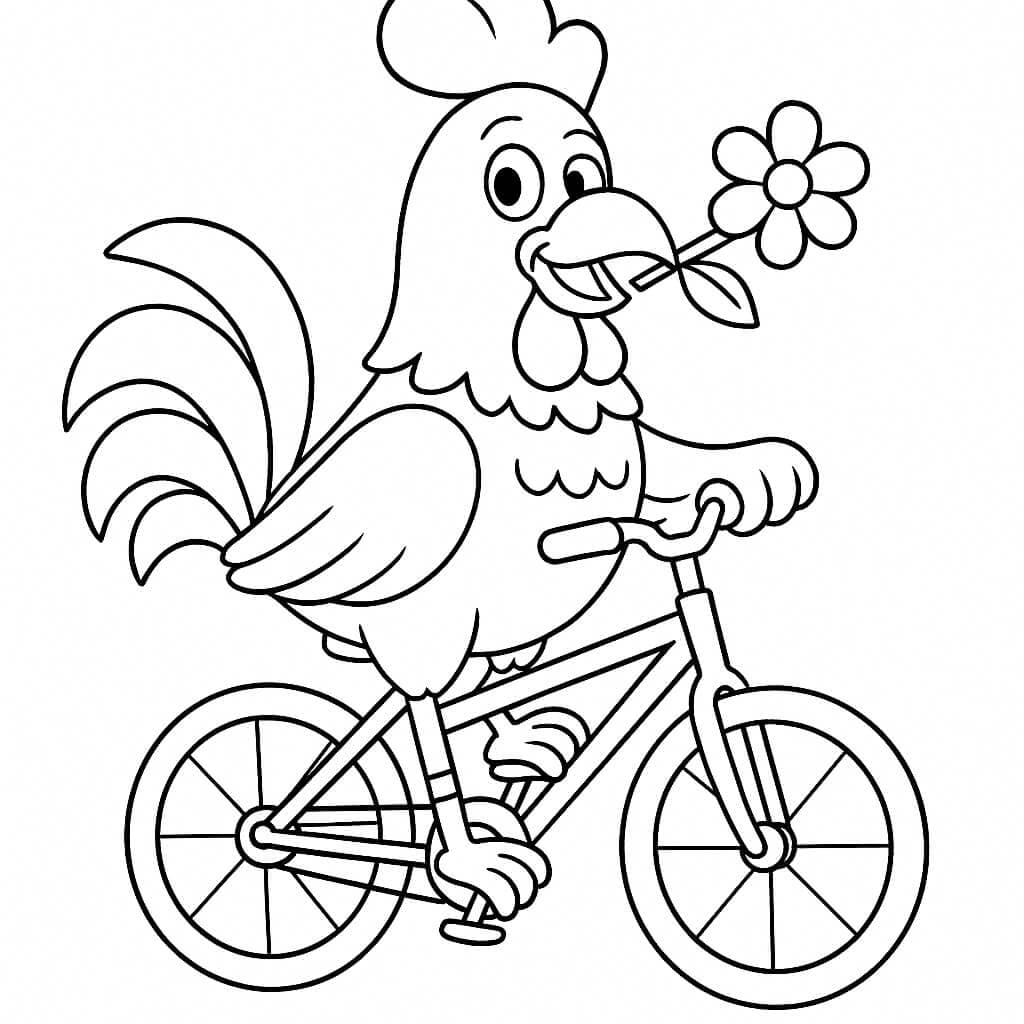 Galo de bicicleta para colorir