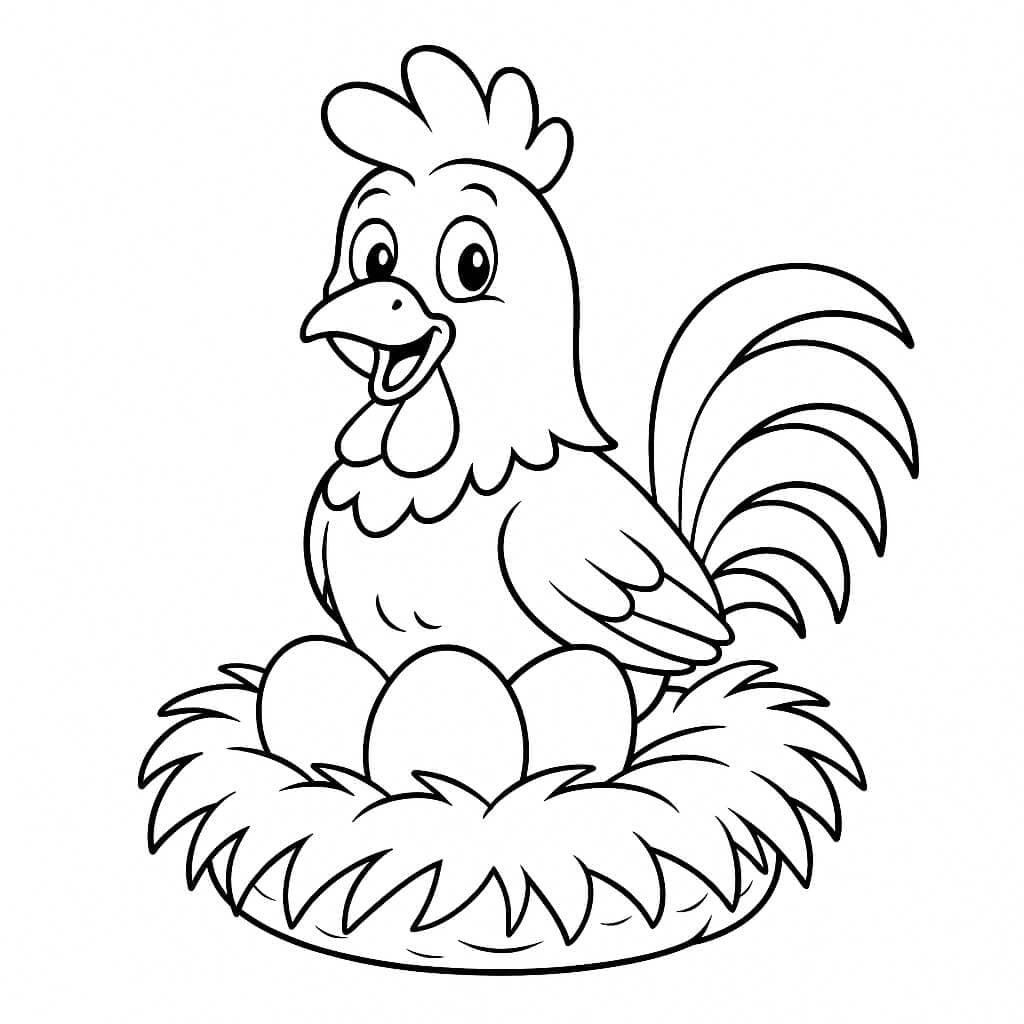 Galo no ninho para colorir