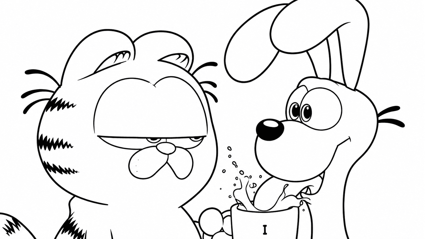 Garfield e Odie para colorir