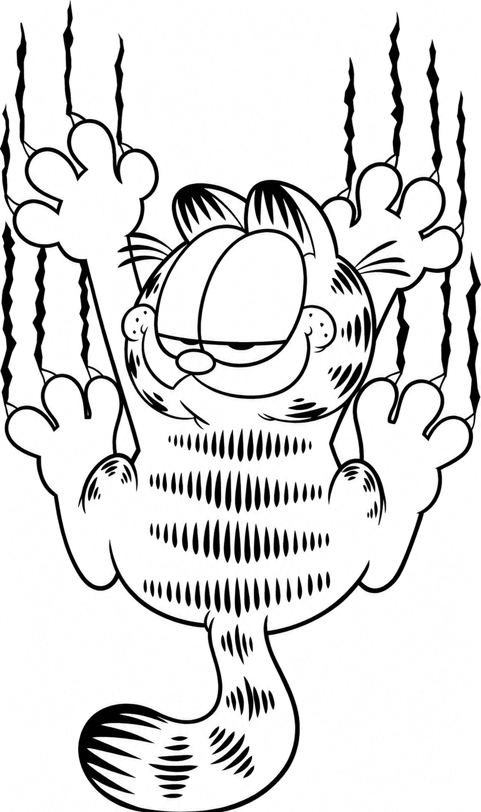 Garfield mostrando as garras para colorir