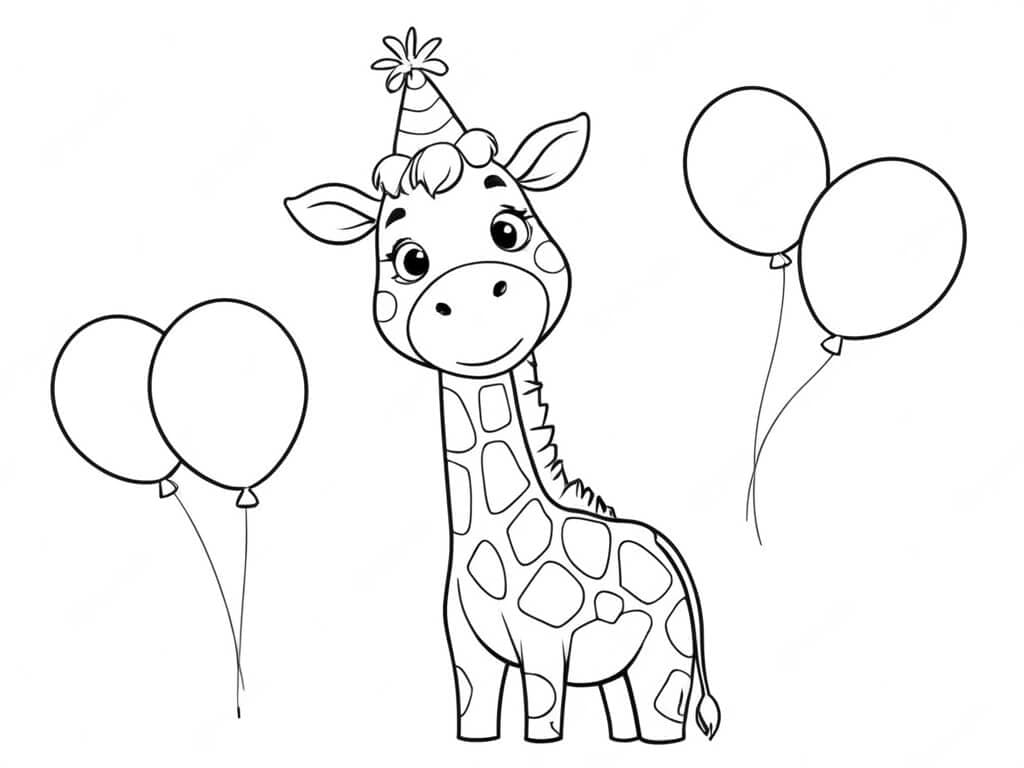 Aniversário da girafinha para colorir