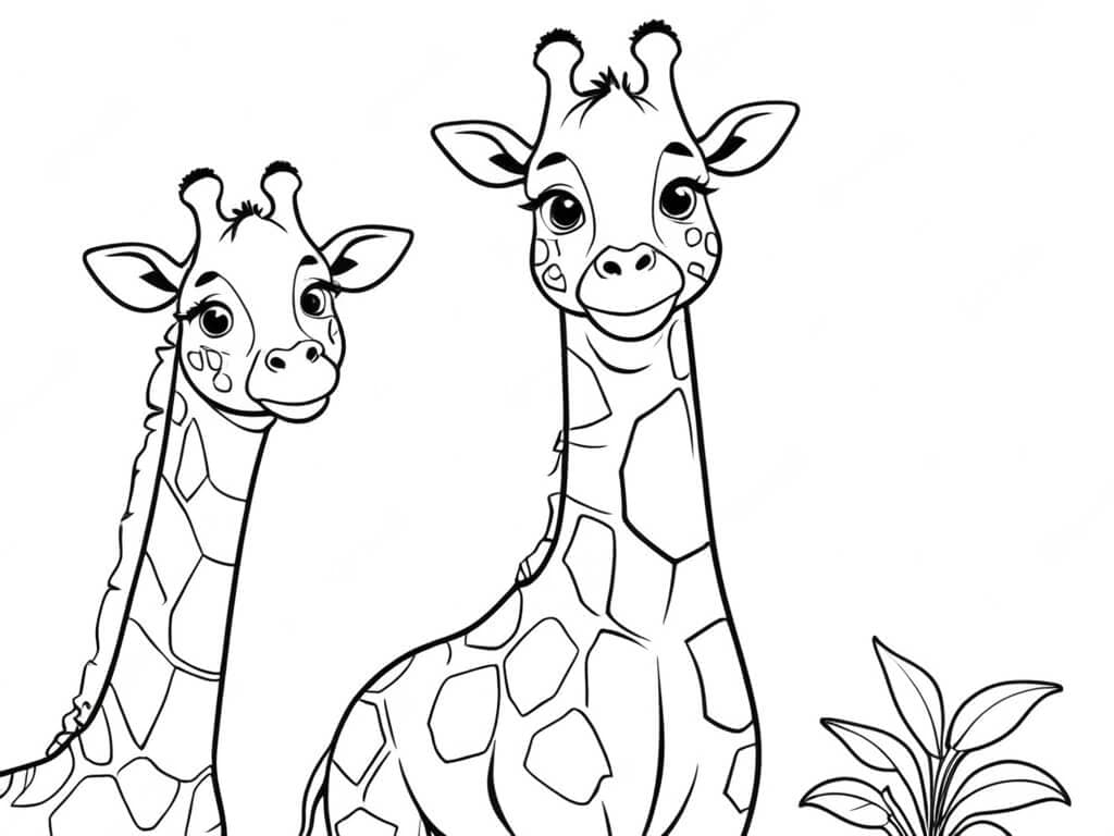 Duas girafas para colorir
