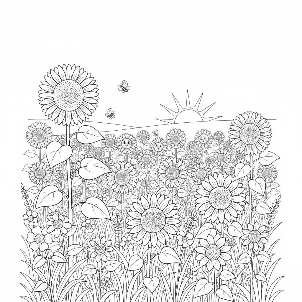 Girassóis para colorir