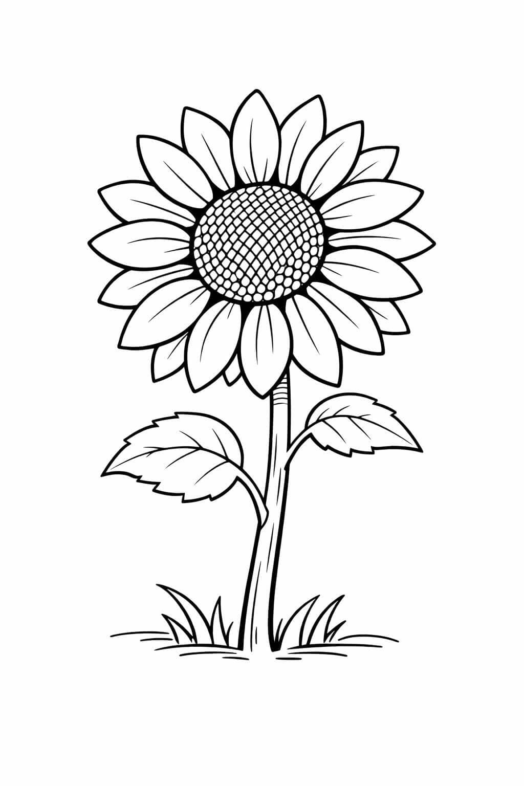 Girassol com pétalas grandes para colorir