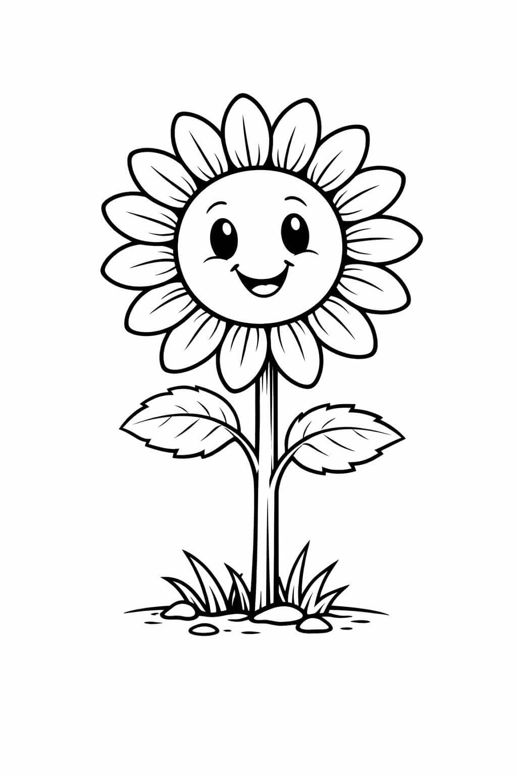 Girassol sorridente para colorir