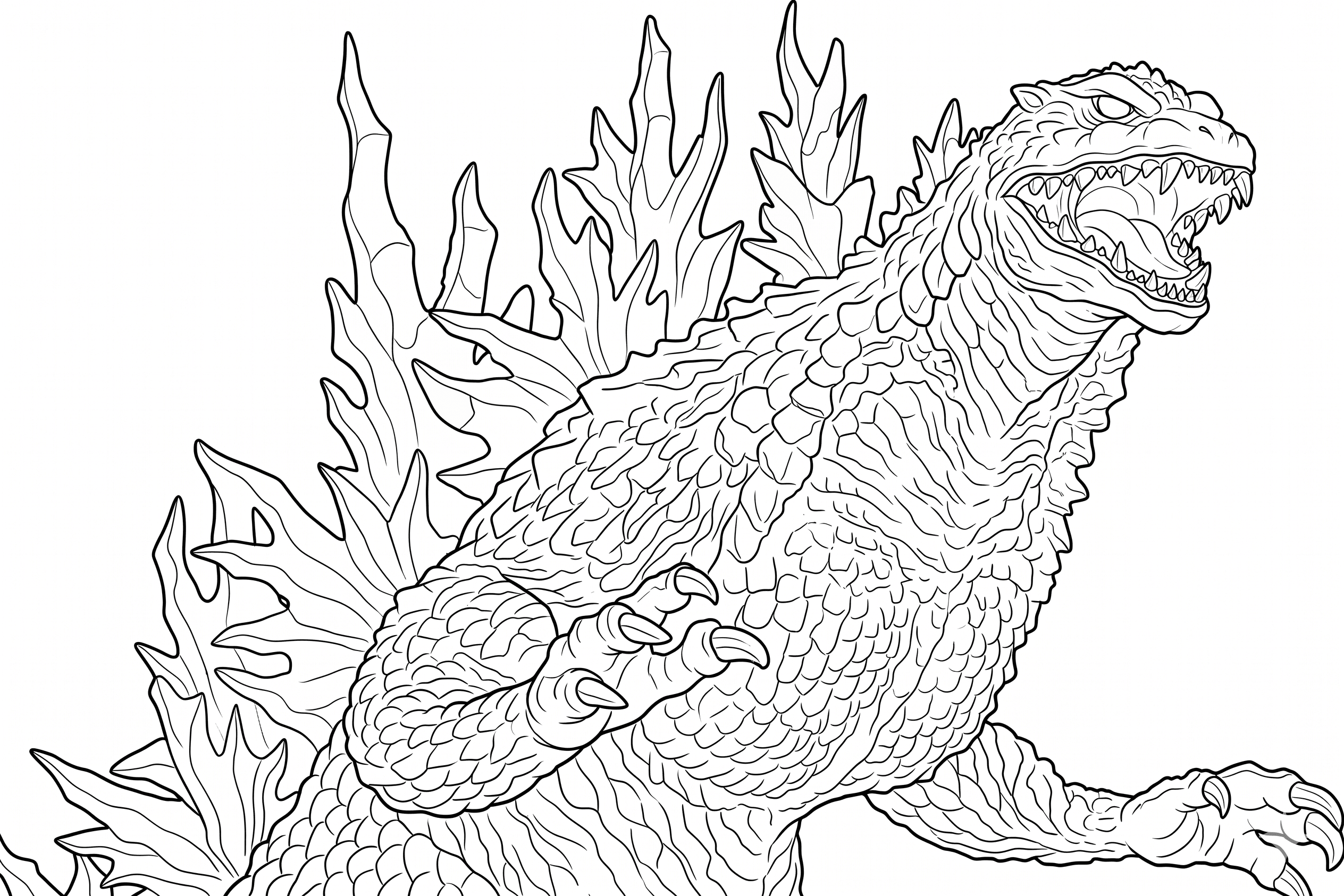 Godzilla em ataque para colorir