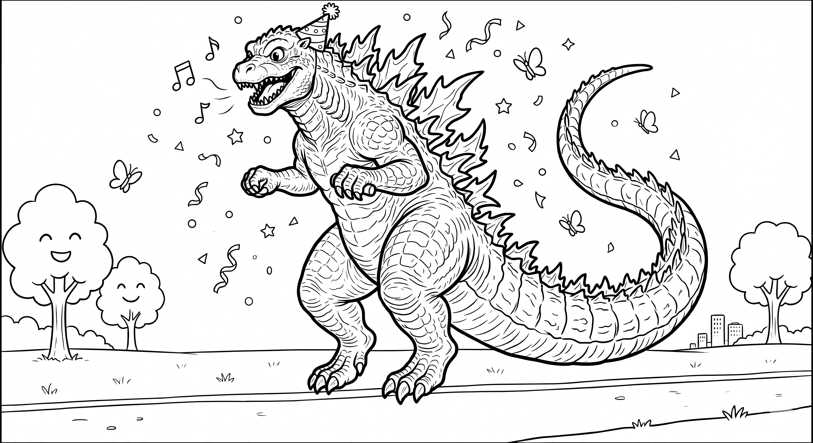 Godzilla dançando para colorir