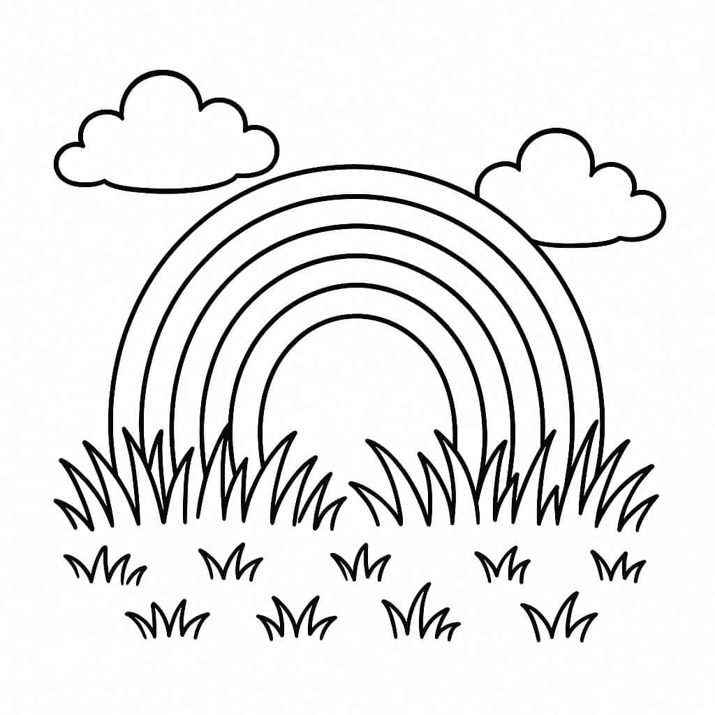 Grama com arco-íris para colorir