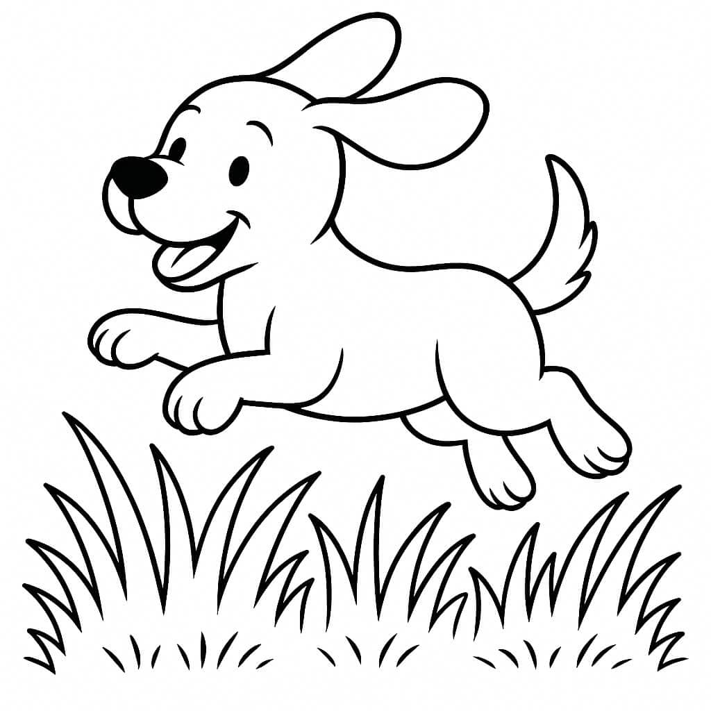 Grama com cachorro para colorir