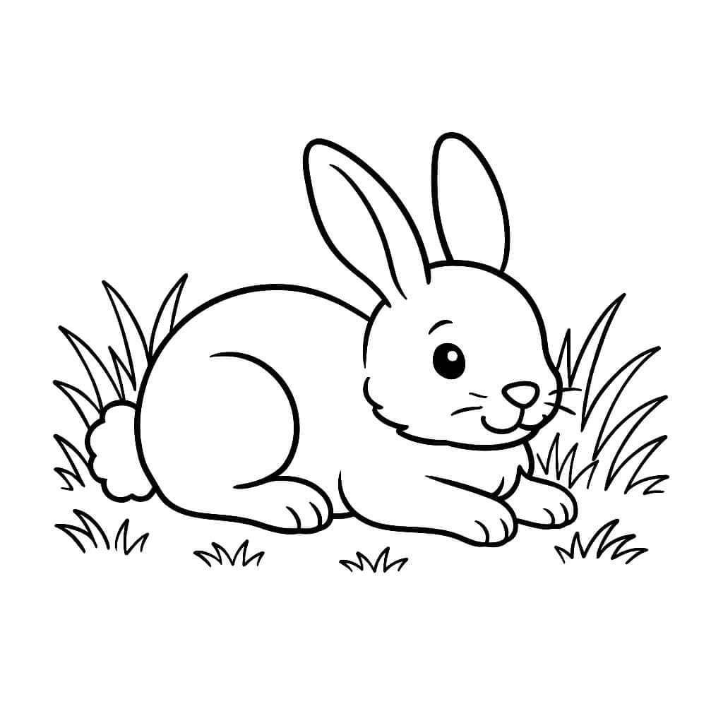 Grama com coelho para colorir
