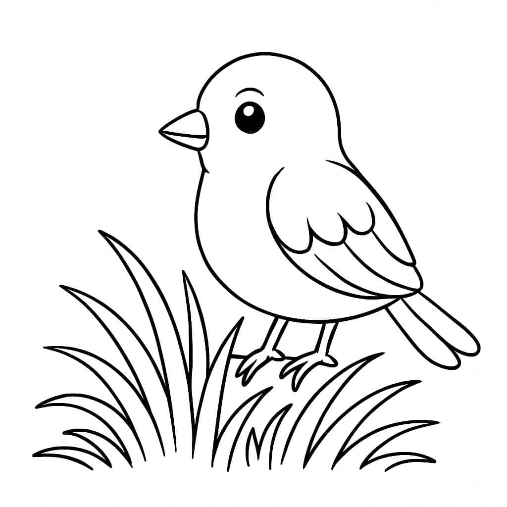 Grama com pássaro para colorir