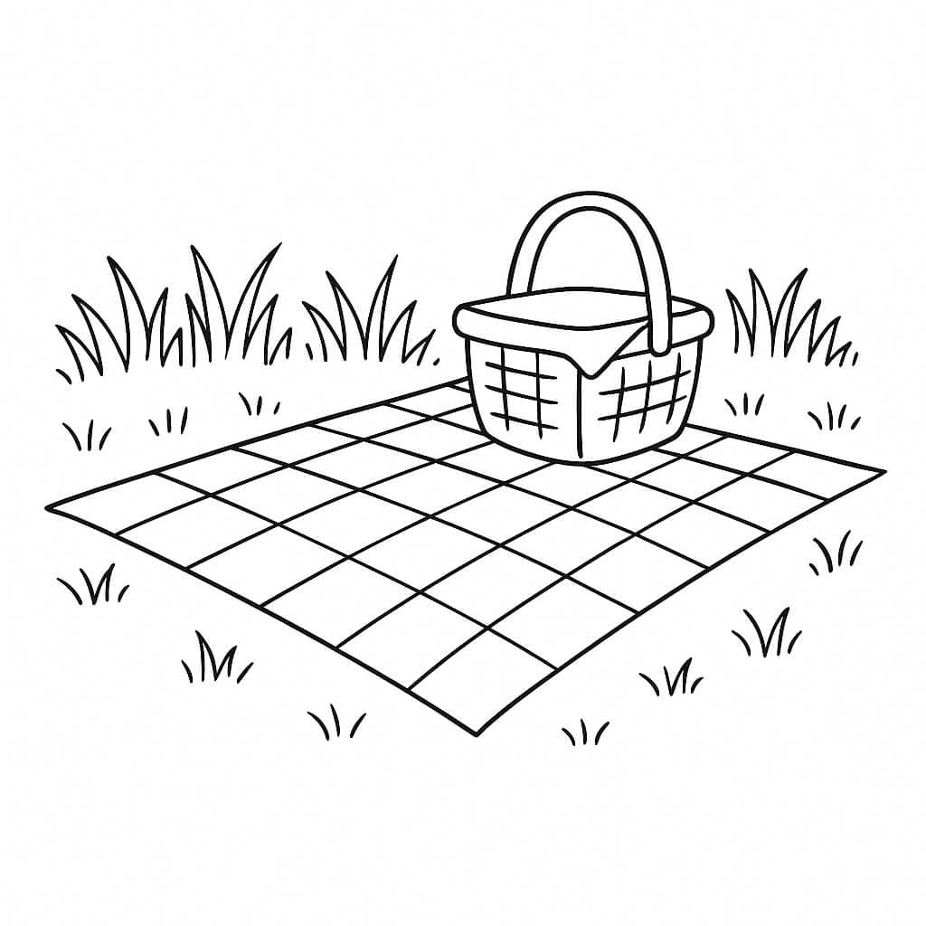 Piquenique na grama para colorir