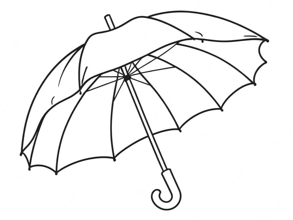 Guarda chuva voando para colorir
