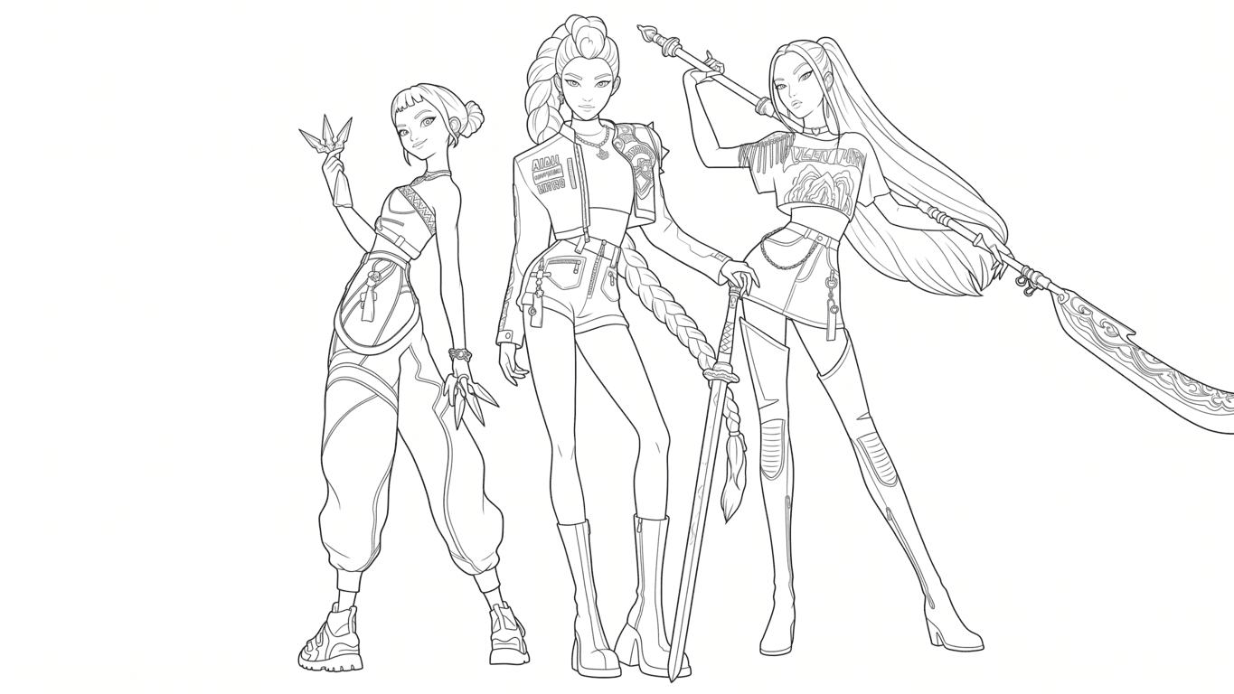 Guerreiras do K-Pop para colorir