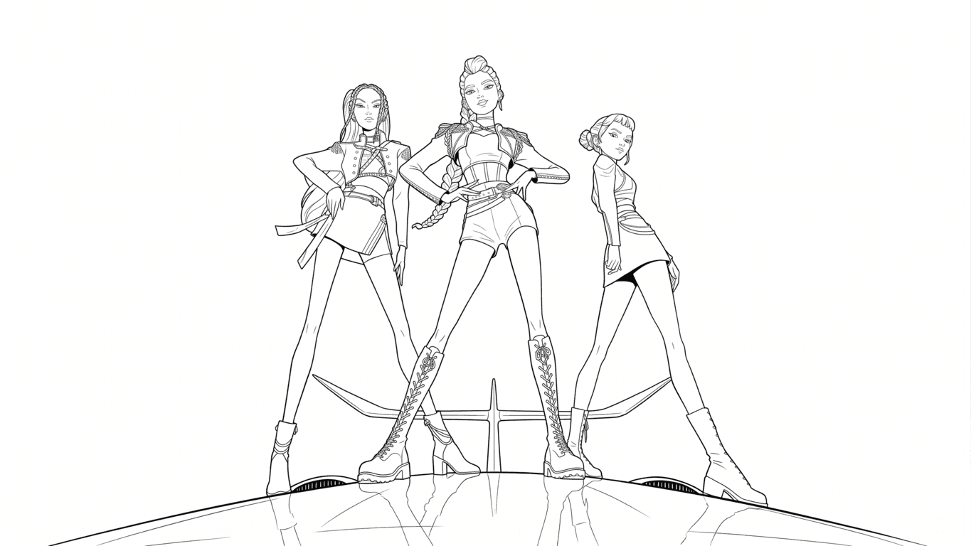 K-Pop Guerreiras para colorir
