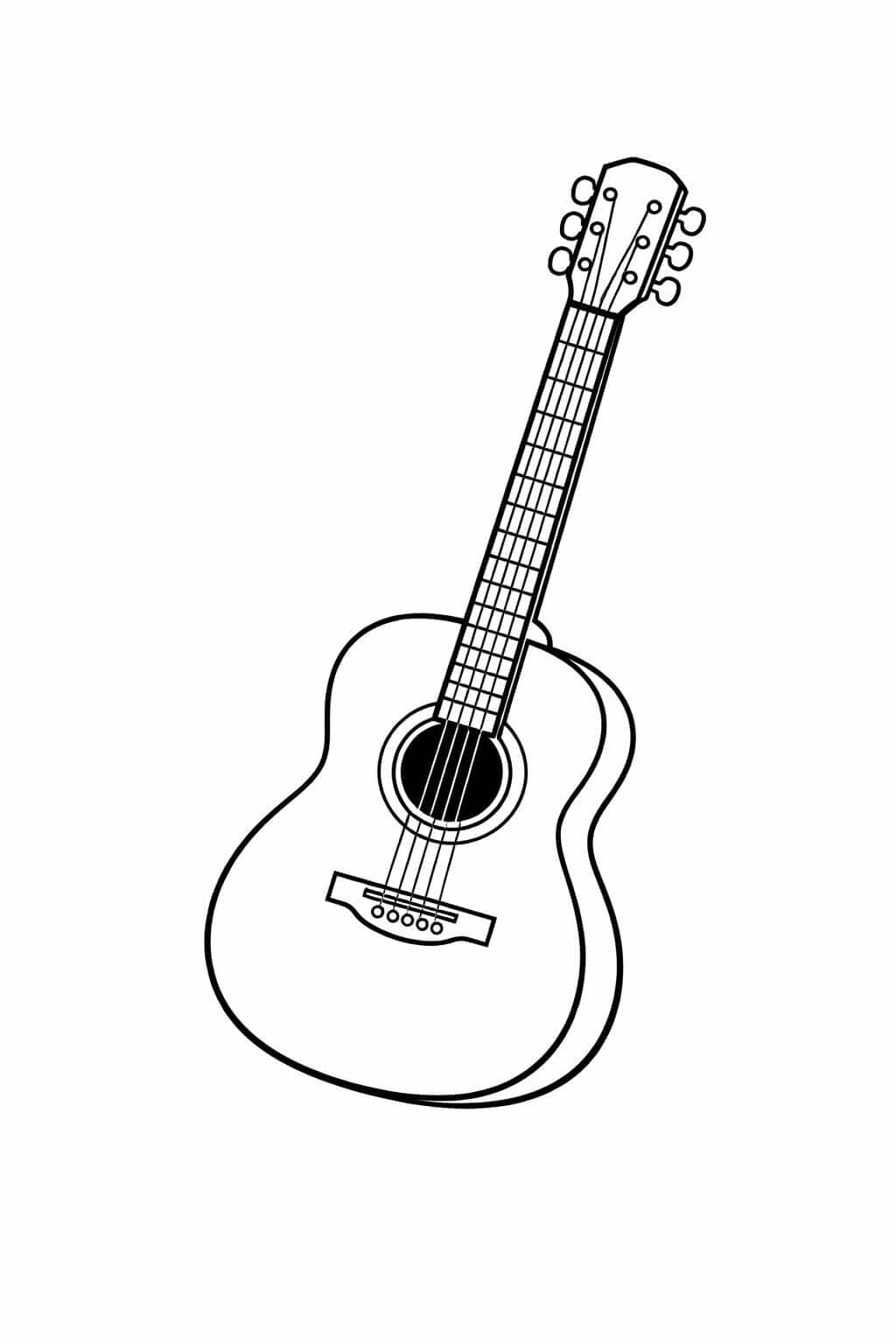 Guitarra acústica para colorir