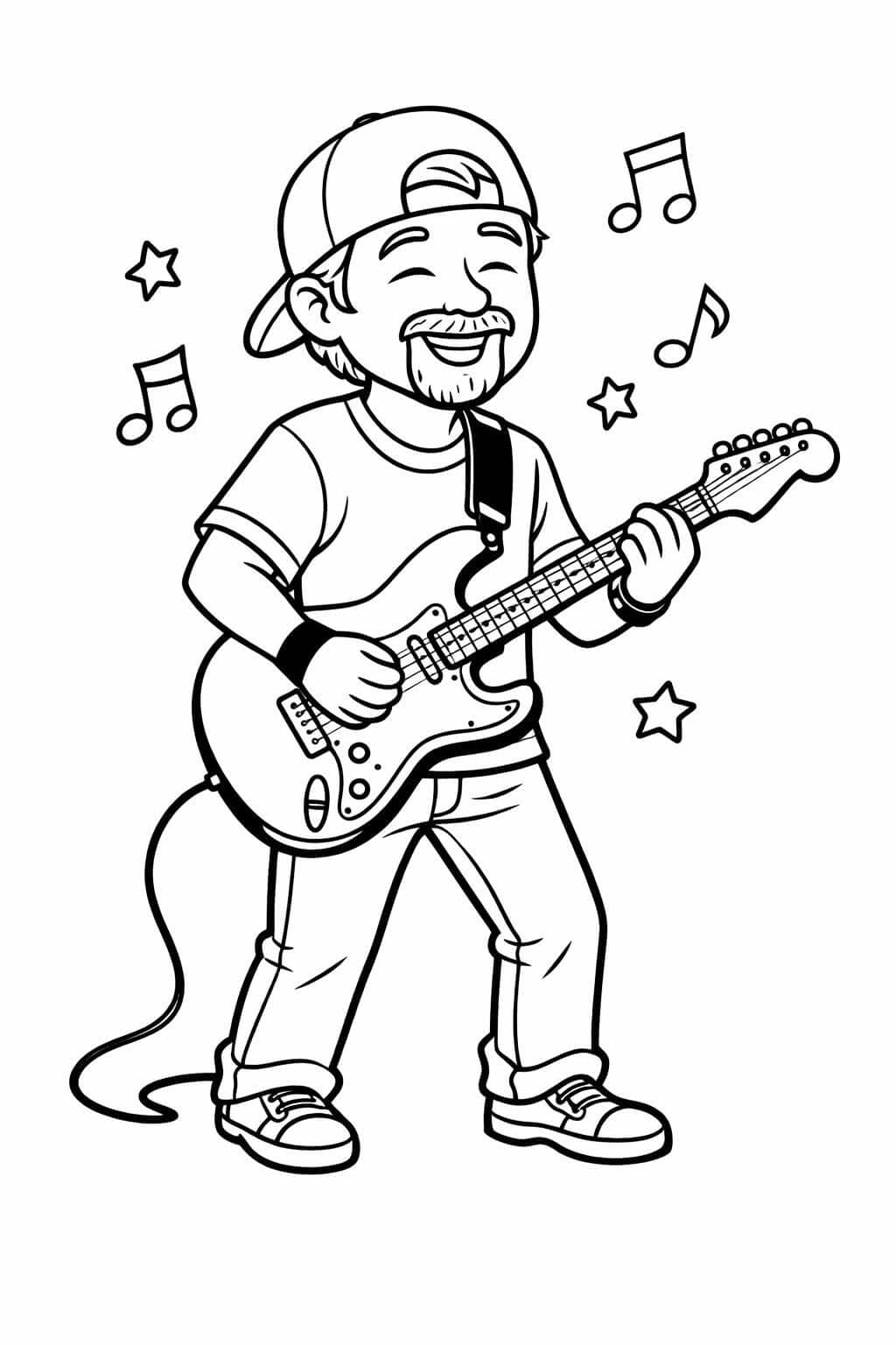 Guitarrista adulto para colorir