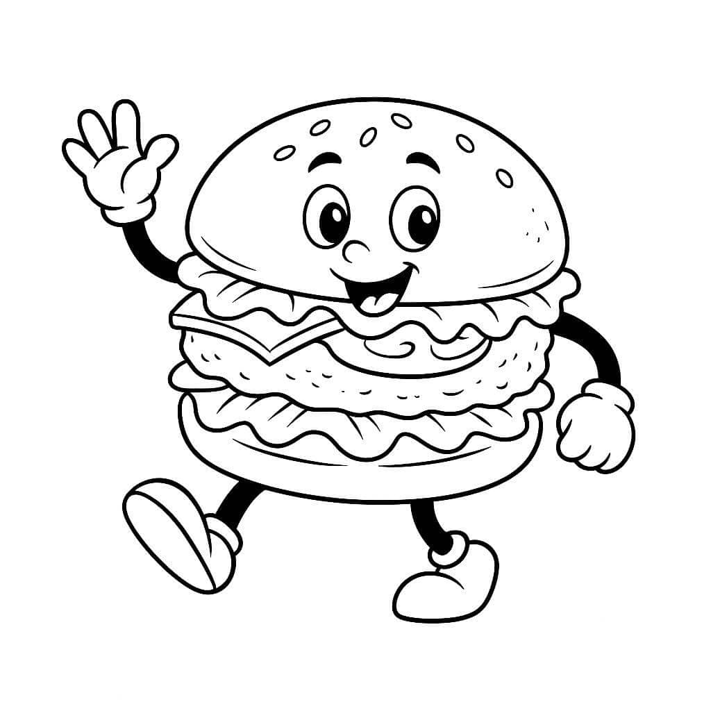 Hambúrguer dançando para colorir
