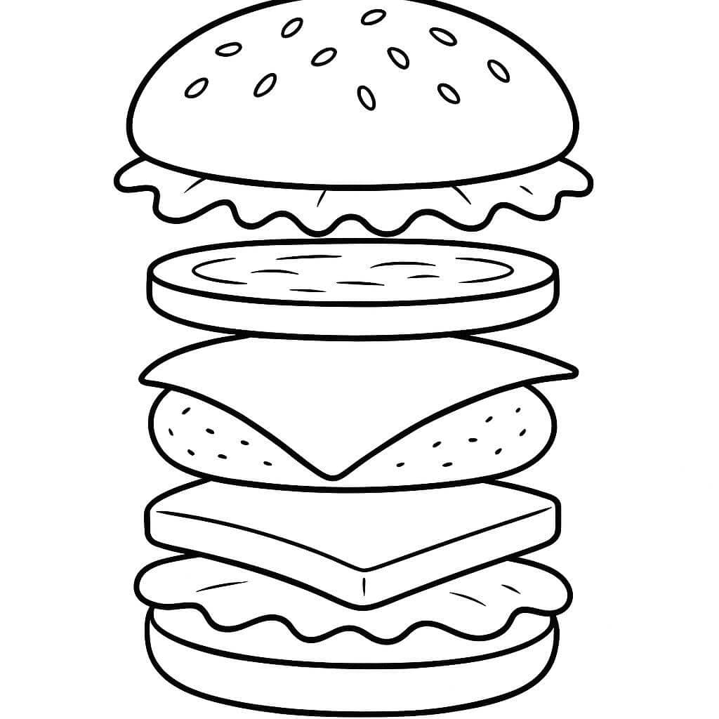 Hambúrguer em camadas para colorir