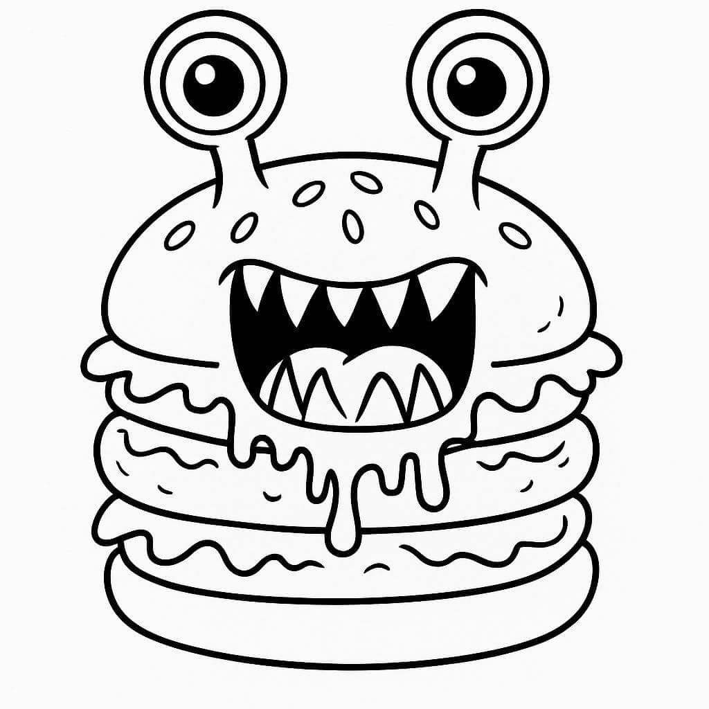 Hambúrguer monstro para colorir