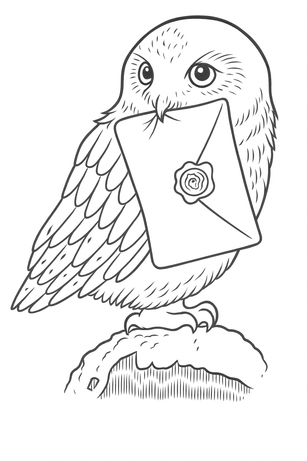 coruja Edwiges para colorir