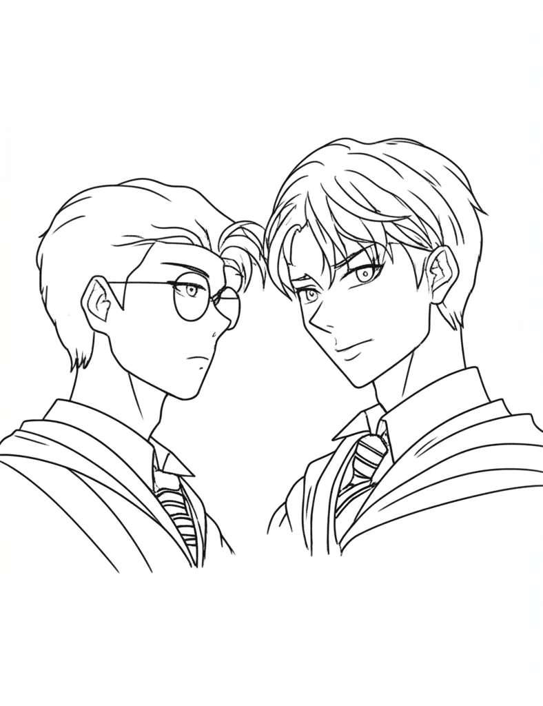 Harry Potter e Draco para colorir