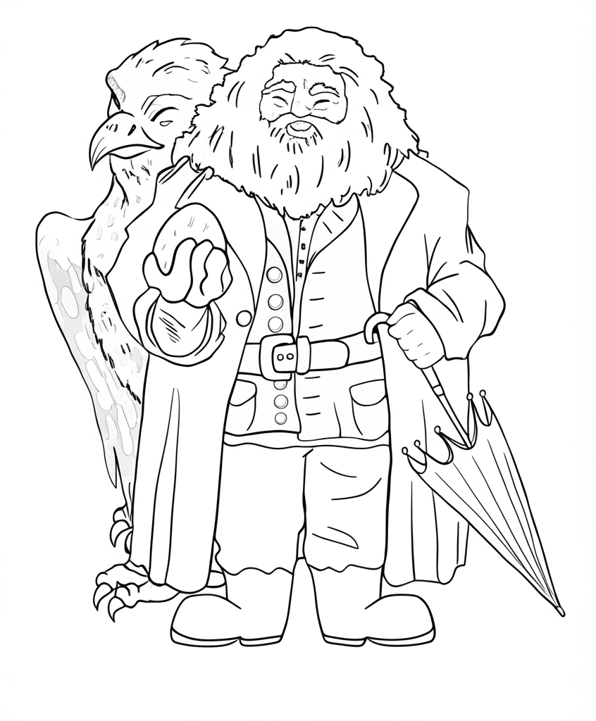 Harry Potter e Hagrid para colorir