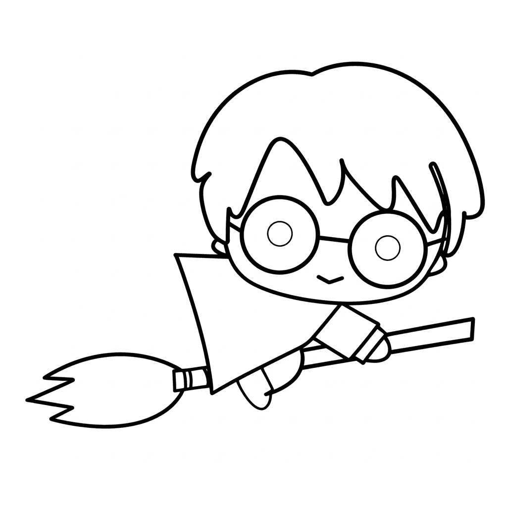 Harry Potter voando para colorir