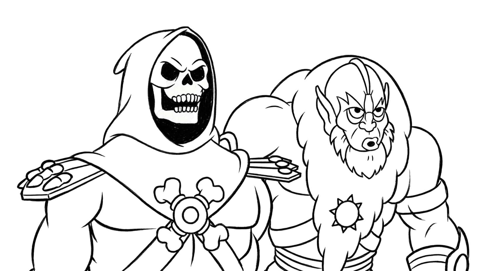 He-Man e Esqueleto para colorir