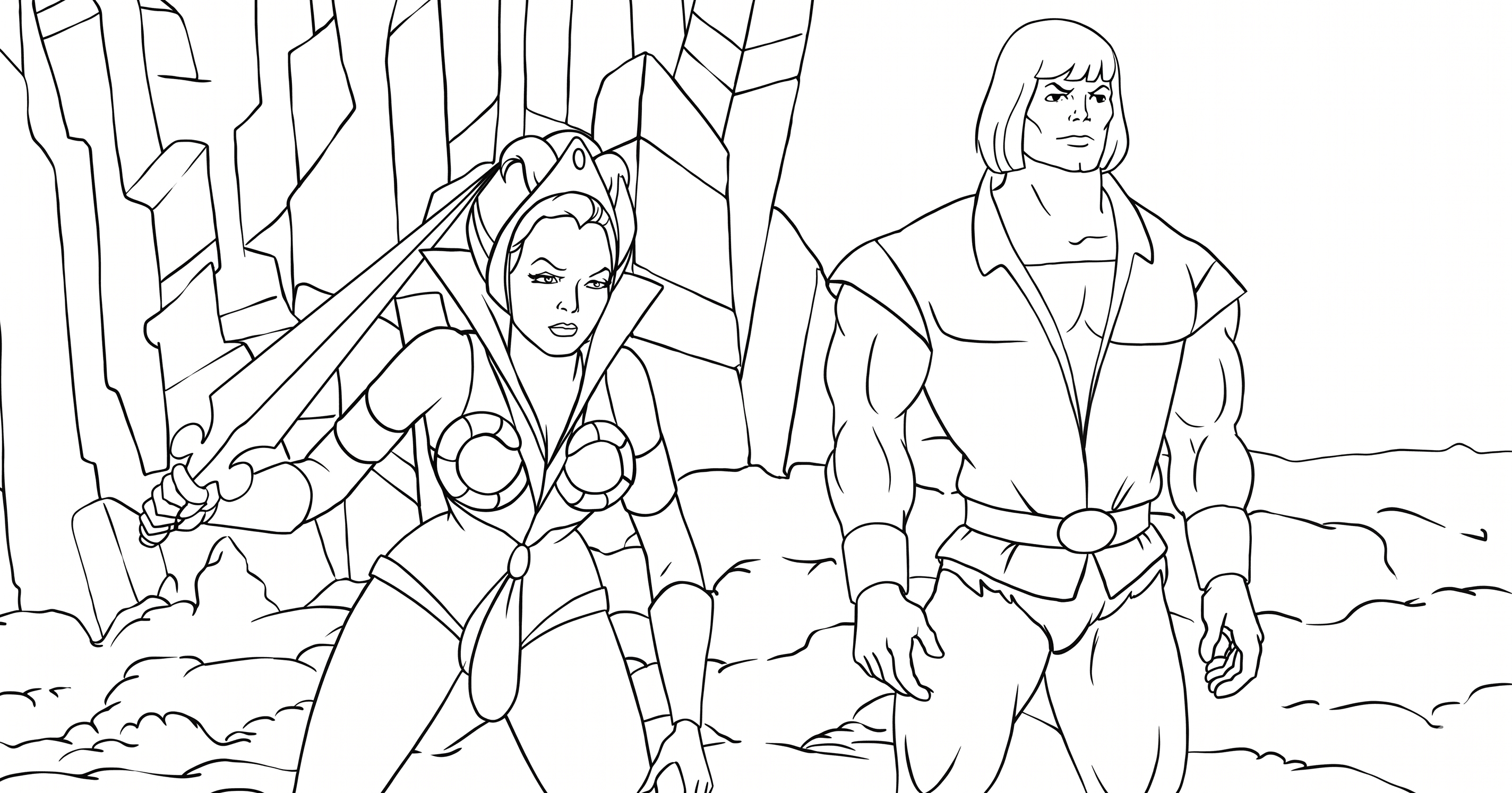 He-Man e She-Ra para colorir
