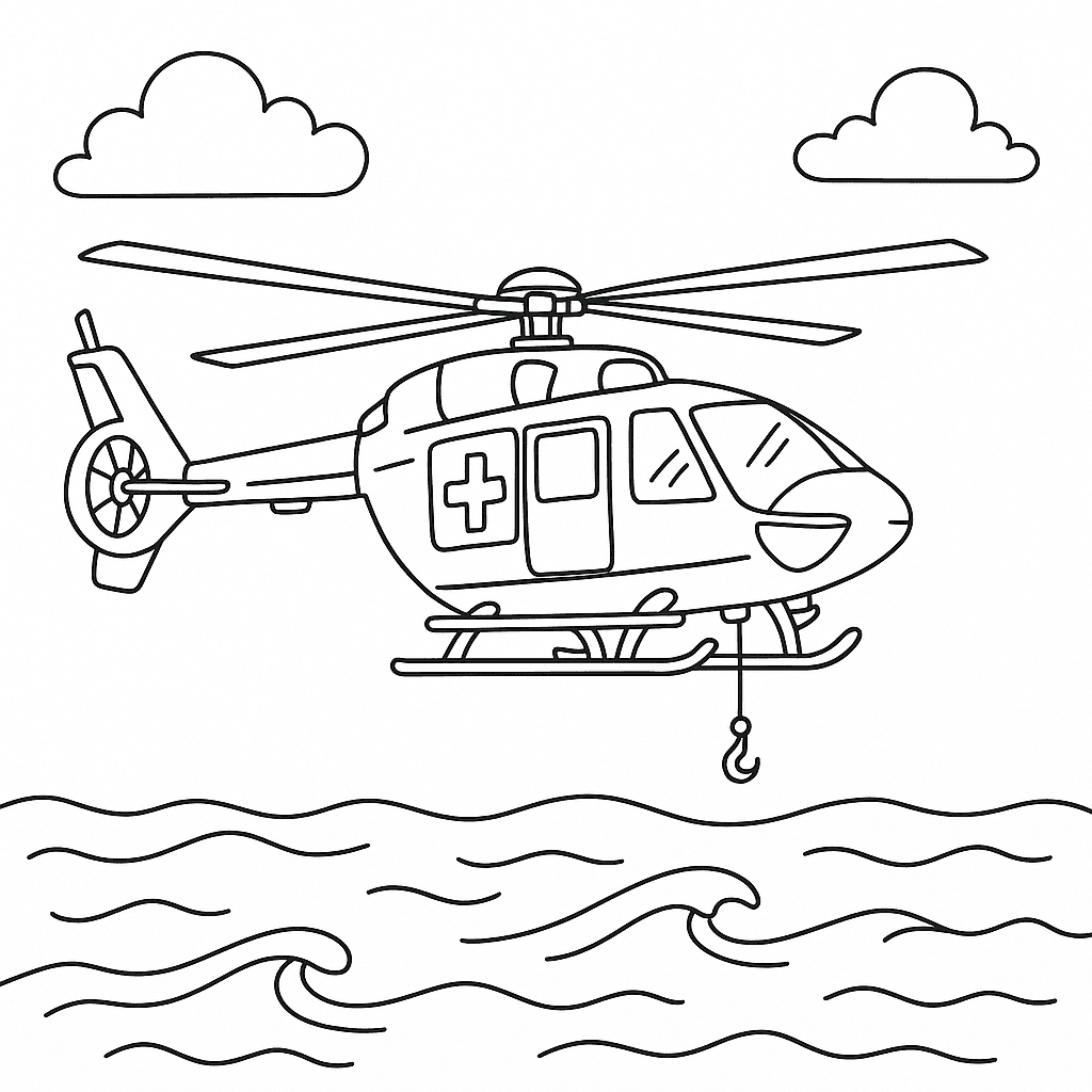 Helicóptero de resgate para colorir