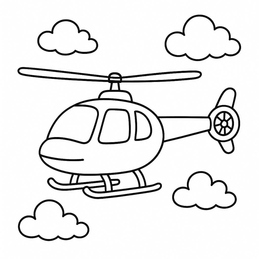 Helicóptero simples no céu para colorir