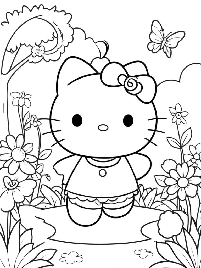 Hello Kitty no jardim encantado