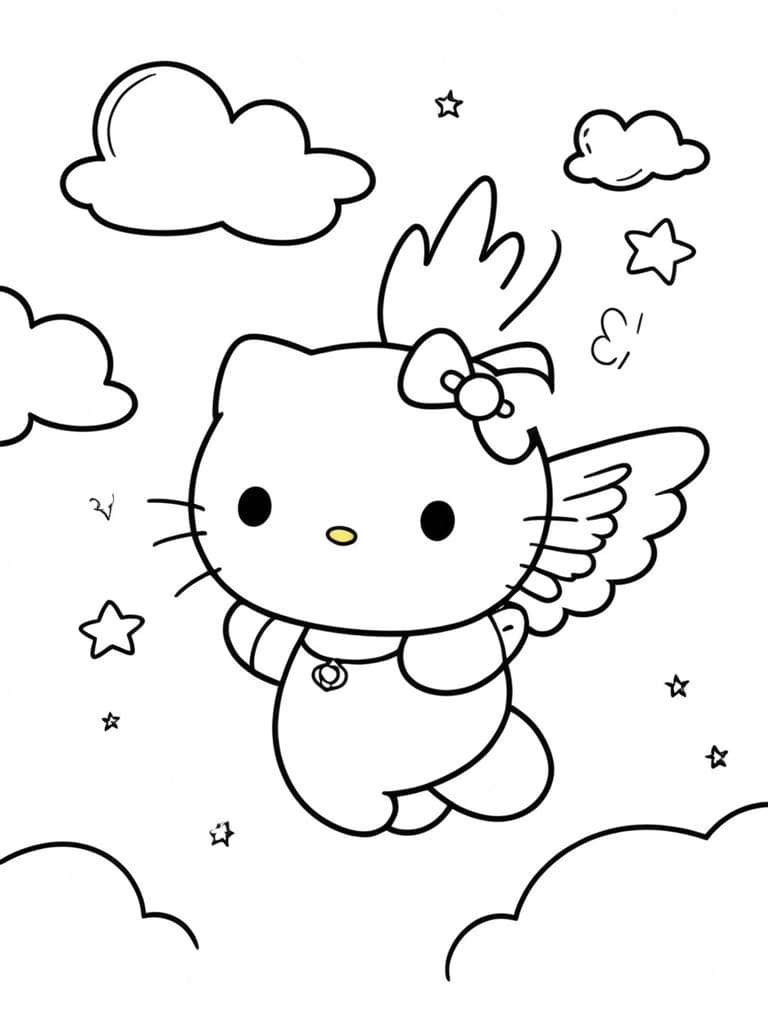 Hello Kitty voando no céu azul