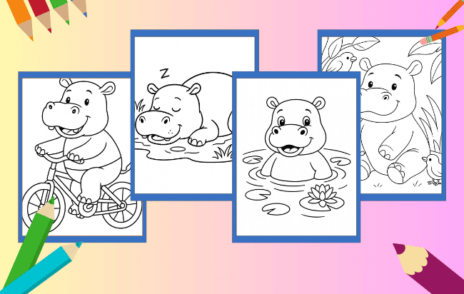 Desenhos de Hipopotamo para colorir